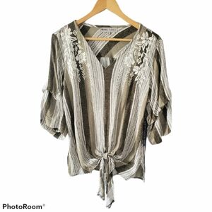 Absolutely Famous Green Striped Top Size Large